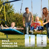 AIYAPLAY Cadru pentru Leagăn de Grădină pentru Copii, Structură din Oțel, Anti-UV, Impermeabil, Suportă 150kg, cu 4 Cârlige pentru Leagăn Tip Cuib, Leagăn U, Scară, 260x160x178 cm, Albastru(m-6)