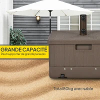 Outsunny Parasol base weighted parasol side table planter with drainage wheels handles PE and metal brown(m-6)