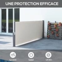 Outsunny Side retractable privacy screen 3 x 1 m Aluminum High-Density UV-Proof Polyester 180 g/m² Gray(m-4)