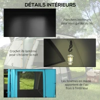 Outsunny Family camping tent 3-4 people 2 bedrooms 4 doors and 4 windows, carrying bag, dims 460L x 220l x 175H cm(m-6)