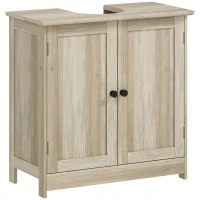HOMCOM Mobilier sub lavoar, Mobilier de baie dulap cu 2 uși, Etajeră reglabilă, Rezistent la umiditate, 60 x 30 x 60 cm, Gri(m-1)
