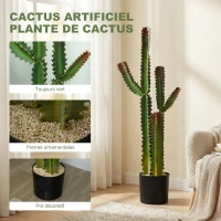 HOMCOM 111 cm Indoor Artificial Plant, Potted Artificial Cactus for Home, Office, Living Room, Bedroom, Green(m-4)
