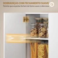 HOMCOM Armário de Cozinha Móvel Auxiliar de Cozinha com 4 Portas Compartimento Aberto Prateleiras Ajustáveis 68x34x180 cm Branco Brilhante(m-7)