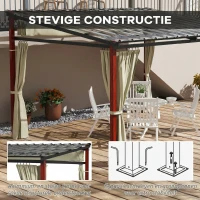 Outsunny Verstelbare Tuinprieel, Weerbestendig, Inclusief Bevestigingsmateriaal, Beige(m-7)