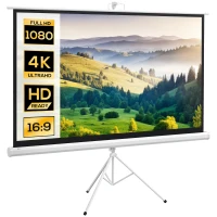 HOMCOM Ekran projektora z statywem 186 x 105 cm 84 cale 16:9 HD 4K ekran zwijany(m-11)