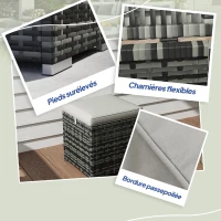 Outsunny Set of 2 PE Rattan Stools with Storage Garden Footrest with Cushion 40 x 40 x 41 cm, Light Gray(m-8)