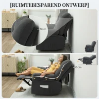 HOMCOM Relaxstoel met Massage, 8 Vibratiepunten, Verstelbare Voetsteun, Zijvak, Ligstoel, Grijs(m-9)