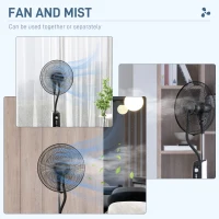 HOMCOM Wentylator z nawilżaczem 2 w 1, 3 prędkości, funkcja timera, zbiornik 3 L, 44,5 x 38,5 x 120cm, Czarny(m-4)