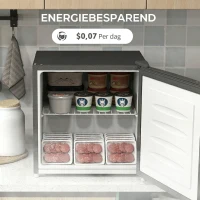 HOMCOM Mini-Vriezer 35 L, Electrische Vriesbox, Vrijstaand 161W, Mini Diepvrieskist 47 x 44,2 x 48,8 cm, Grijs(m-8)