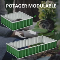 Outsunny Modular Garden Raised Bed, Tool-Free Assembly, Gloves Included 174 x 90 x 30 cm Galvanized Steel, Green(m-6)