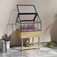 Outsunny Mini Greenhouse on Legs dim.  60L x 57l x 103H cm double opening roof Polycarbonate Panels, steel, treated Pine Wood(m-2)