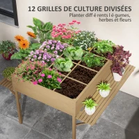 Outsunny Rectangular raised planter on legs - 12 compartments - foldable side shelves and non-woven fabric liner(m-4)