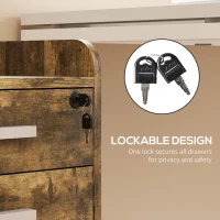 HOMCOM 3 Drawer Filing Cabinet with Lock, Rolling File Cabinet with Edged Top for Letter, A4 Size, Hanging File Folders(m-6)