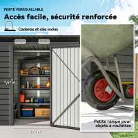 Outsunny Abri de jardin 2,3m² - pour Outils - cabanon Porte verrouillable - dim. 191L x 130P x 166,5-183H cm - acier(m-6)