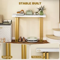 HOMCOM 100 cm Console Table with Faux Marble Top, Narrow Entryway Table with Anti-tipping Device, White(m-5)