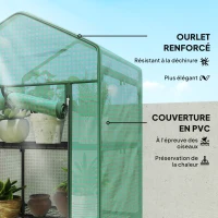 Outsunny Balcony garden greenhouse shelf 5-tier greenhouse 0.69 x 0.49 x 1.93 m steel removable PE cover green(m-4)