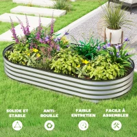 Outsunny Galvanized Steel Raised Planter Garden Bed Rubber Edge 181 x 93 x 30 cm Silver(m-7)