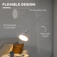 HOMCOM Lampa stojąca z regulowanym ramieniem, 40 W, czarna(m-4)