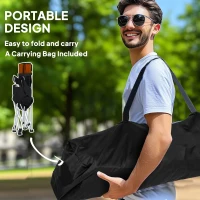 Outsunny Set of 2 Reclining Folding Camping Chair w/ Detachable Footrest, Storage Bag, Cup Holder & Headrest, Lightweight Portable Camp Chair for Beach, Picnic, Orange and Black(m-6)