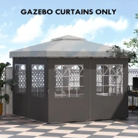 Outsunny Ściany boczne do pawilonu, 4 panele boczne do pawilonu ogrodowego, z zamkiem błyskawicznym, 3 x 3 m, ciemnoszare(m-4)