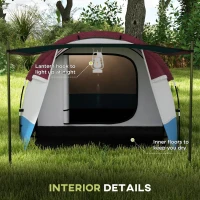 Outsunny Camping Tent, Large Tunnel Tent with Bedroom and Living Area, 2000mm Waterproof, Portable with Bag for 2-3 Man, Red(m-6)