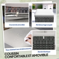 Outsunny Set of 2 PE Rattan Stools with Storage Garden Footrest with Cushion 40 x 40 x 41 cm, Light Gray(m-6)