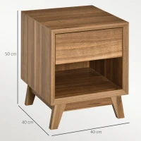 HOMCOM Modern Bedside Table Nightstand, Living Room End Table, Side Table with Drawer and Shelf, Walnut Brown(m-3)
