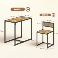 HOMCOM 3 Piece Table Stool Set - Rustic Brown(m-3)