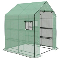 Outsunny Garden greenhouse with 1 door, 1 window, 3-tier shelves for Vegetables Plants Flowers PE cover 140 x 143 x 190 cm(m-10)