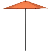 Outsunny Parasol Ø196 cm, sześciokątny parasol balkonowy, plażowy, odporny na wiatr, stabilny parasol ogrodowy, ochrona przeciwsłoneczna na plażę, balkon, ogród, pomarańczowy