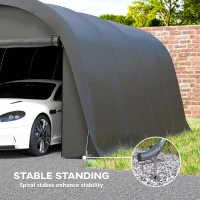 Outsunny Carport Zadaszenie Garażowe 3x6m Zimoodporne Wodoodporne Namiot Magazynowy z Demontowalnymi Ścianami Duże Rolowane Drzwi, UPF50+(m-7)