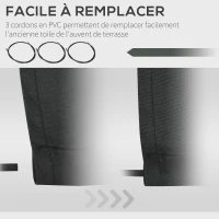 Outsunny Replacement awning fabric soft wave valance high-density polyester 280 g/m² UV-resistant 2.82 x 2.4 m gray(m-5)