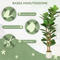 HOMCOM Pianta di Fico Artificiale Verde in PEVA e Legno con Vaso Contenitore in PP e Cemento, 50x50x150 cm(m-5)