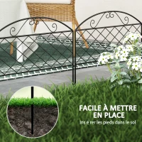 Outsunny Set of 5 decorative metal garden fence panels, garden edging, flower bed - dim. 305 x 43 cm(m-4)