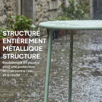 Outsunny Outdoor coffee table for 2 people, round garden table X-base with metal frame, Ø 50 x 45.5 cm dark green(m-4)