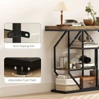 HOMCOM 4-Tier Industrial Console Table - Rustic Brown(m-6)