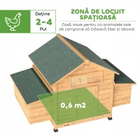 PawHut Coteț din Lemn pentru Găini, Acoperiș Impermeabil, 150x100x96.5 cm, Galben(m-4)