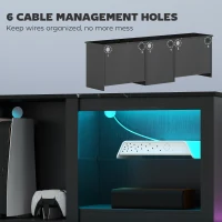 HOMCOM 65" TV Stand, with LED Lights and Storage - Black(m-7)