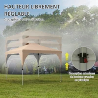 Outsunny Folding Pop-up Garden Gazebo Canopy 3 x 3 m with Wheeled Carry Bag, Adjustable Heights(m-6)