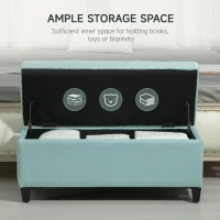 HOMCOM Ławka tapicerowana z pojemnikiem, podłokietniki, drewno, poliester(m-4)