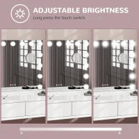 HOMCOM Kosmetyczne Lustro LED, 3 Tryby Światła, Ściemnialne, Sterowanie Dotykowe, USB, 58x48cm, Biały(m-6)