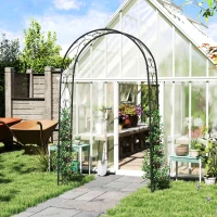 Outsunny Garden Arch Rose Arch Wrought-Iron Style dim. 125L x 37l x 230H cm Epoxy Steel Black for Climbing Plants(m-8)