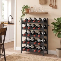HOMCOM Wine Rack Freestanding Industrial Liquor Cabinet 5-Tier 20 Bottles Bar Stand with Adjustable Feet, Black(m-2)