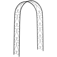 Outsunny Garden Arch Rose Arch Wrought-Iron Style dim. 125L x 37l x 230H cm Epoxy Steel Black for Climbing Plants(m-1)