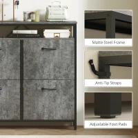 HOMCOM Shoe Storage Cabinet with 4 Flip Drawers and Open Shelf - Cement Grey(m-7)