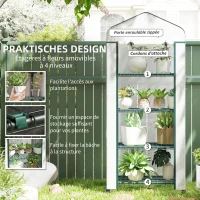 Outsunny Balcony Garden Greenhouse 4-Tier Shelf 69 x 50 x 165 cm Epoxy Steel High-Density PE Removable Cover White(m-4)