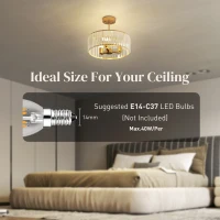 HOMCOM Crystal Ceiling Light Fixture, Semi Flush Mount Modern Crystal Chandelier Ceiling Light for Living Room, Bedroom, Hallway,  Dining Room, E14 Base 3-Lights, Gold Tone(m-5)