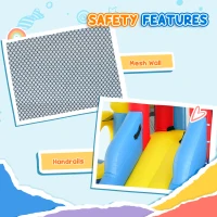 AIYAPLAY Inflatable Bouncy Castle, Kids Water Bounce House 6 in 1 with 550W Blower, 2 Slides for Garden, Party, Outdoor Indoor(m-9)