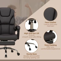 Vinsetto Ergonomiczny Fotel Biurowy z Masażem, Możliwość Leżenia, 63x57x118, Brązowy(m-7)