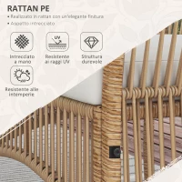 Outsunny Set da Giardino in Rattan da 4 Pezzi con 2 Poltroncine, Divano e Tavolino da Caffè, Naturale e Nero(m-5)